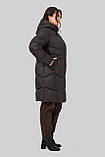 Пальто пуховик Мілорі жіноче зимове тепле на біопуху великих розмірів 50-60 шоколад, фото 2