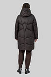 Пальто пуховик Мілорі жіноче зимове тепле на біопуху великих розмірів 50-60 шоколад, фото 6