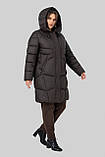 Пальто пуховик Мілорі жіноче зимове тепле на біопуху великих розмірів 50-60 шоколад, фото 7