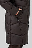 Пальто пуховик Мілорі жіноче зимове тепле на біопуху великих розмірів 50-60 шоколад, фото 8