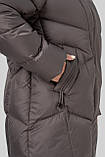 Пальто пуховик Мілорі жіноче зимове тепле на біопуху великих розмірів 50-60 мокко, фото 8