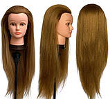 Тренувальний манекен голова для перукаря - манекен для зачісок 80см, 40% натур.волос з набором аксесуарів для плетіння 780шт, фото 2