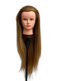 Тренувальний манекен голова для перукаря - манекен для зачісок 80см, 40% натур.волос з набором аксесуарів для плетіння 780шт, фото 4