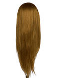 Навчальна голова з волоссям для перукаря - тренувальний манекен 80см для стрижок, укладання, плетіння 40% натур.волосся русяве 6P#, фото 4