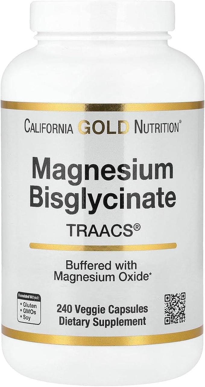 California Gold Nutrition Magnesium Bigglycinate 240 вегетаріанських капсул, фото 1