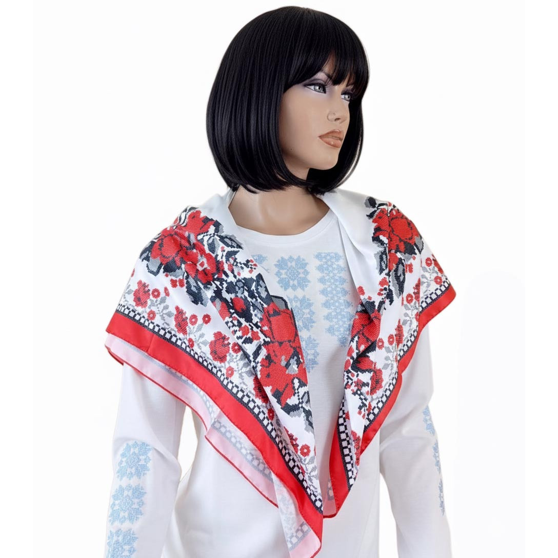 Хустка Квітковий візерунок червоний