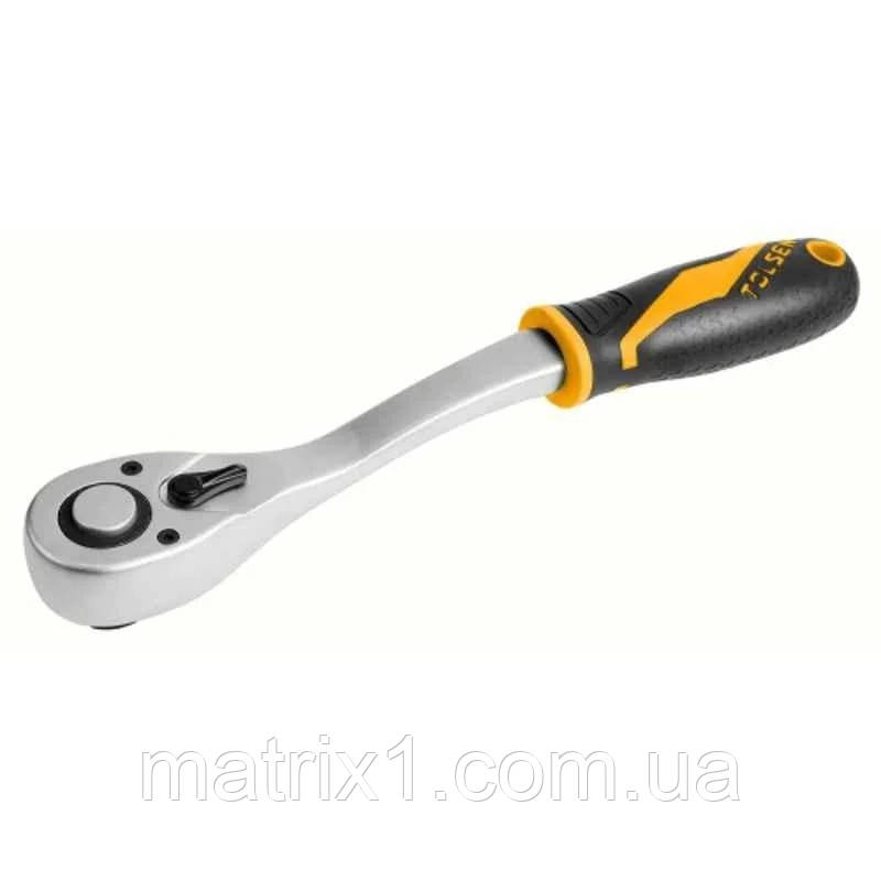 Тріскачка реверсивна з вигнутою головкою "ПРОФІ" 3/8", CrV, TOLSEN 16119, фото 1