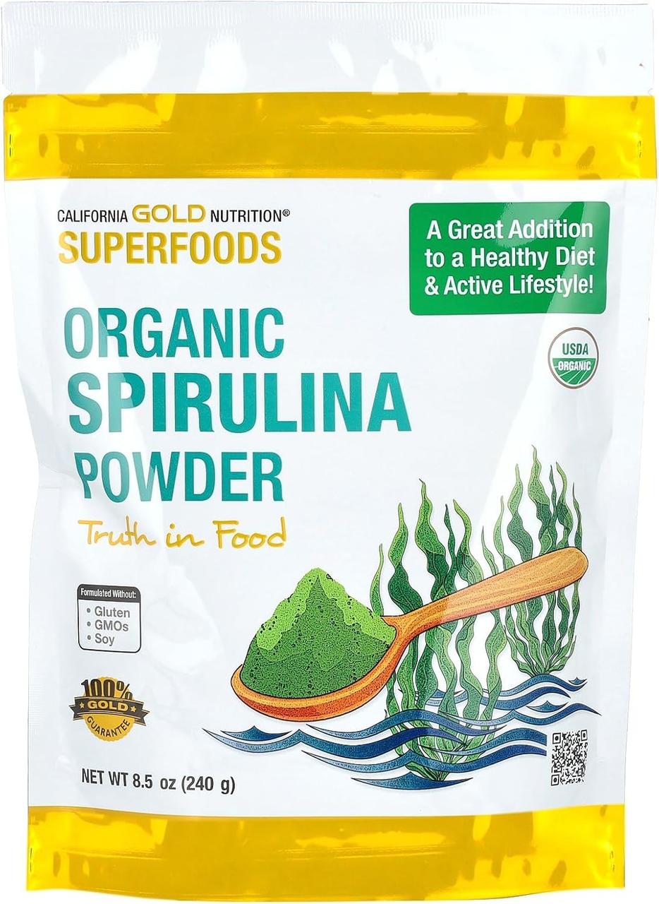 California Gold Nutrition Organic Spirulina Powder 240 г, фото 1