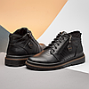Зимові чоловічі шкіряні черевики на блискавці чорні утеплені з натуральної шкіри на хутрі на зиму, розмір 40-45, фото 7