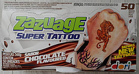 Жувальні цукерки з шоколадним смаком супер тату Zazuage Super Tattoo 50 штук Dori Бразилія