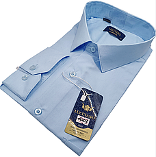 Чоловічі сорочки батал велетень Lucciano vd-1003 однотонна класична Туреччина, ошатна блакитна стильна, фото 3
