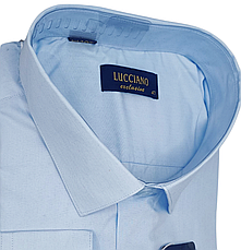 Чоловічі сорочки батал велетень Lucciano vd-1003 однотонна класична Туреччина, ошатна блакитна стильна, фото 5
