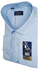 Чоловічі сорочки батал велетень Lucciano vd-1003 однотонна класична Туреччина, ошатна блакитна стильна, фото 4