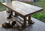 Дерев'яний стіл під старовину з масиву для дачі, фото 2