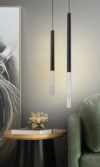 Чорний підвіс із скляним розсіювачем з ефектом бульбашок 81 см MJ462/500+300 BK, фото 1