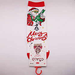 Новорічні шкарпетки чоловічі 41-46 білі Coalo 9020