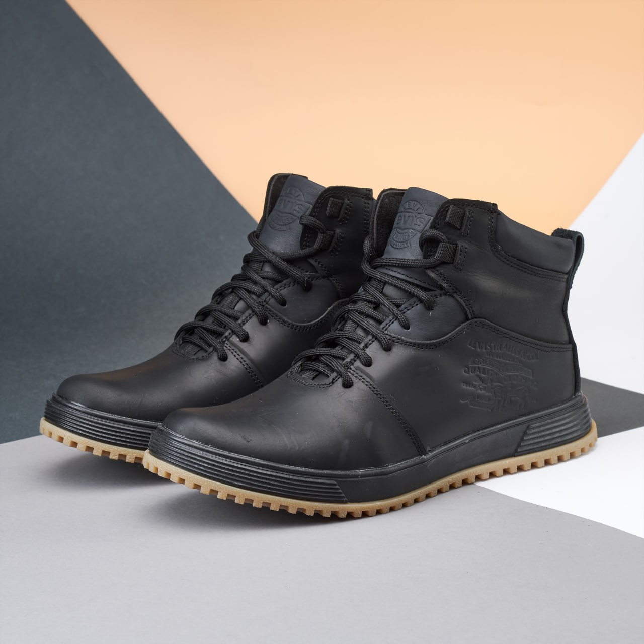 Зимові чоловічі шкіряні черевики, кросівки чорні утеплені з натуральної шкіри на хутрі на зиму для чоловіків, розмір 40-45, фото 1