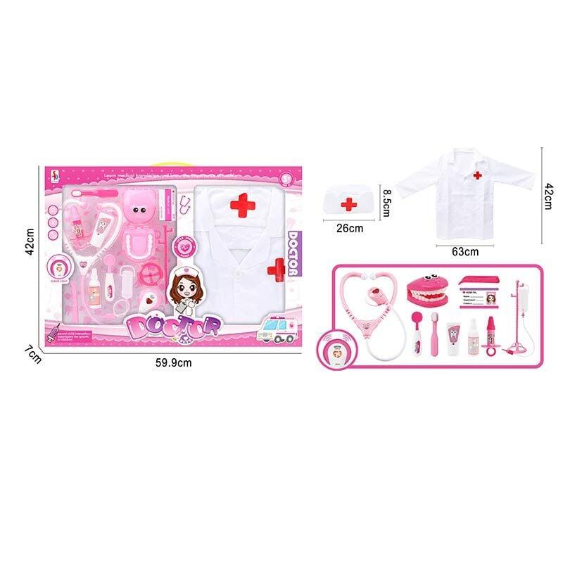 Набір лікаря SD 169-240 (16) халат, шапочка, щелепа, стетоскоп, підсвічування, медичне приладдя, в коробці