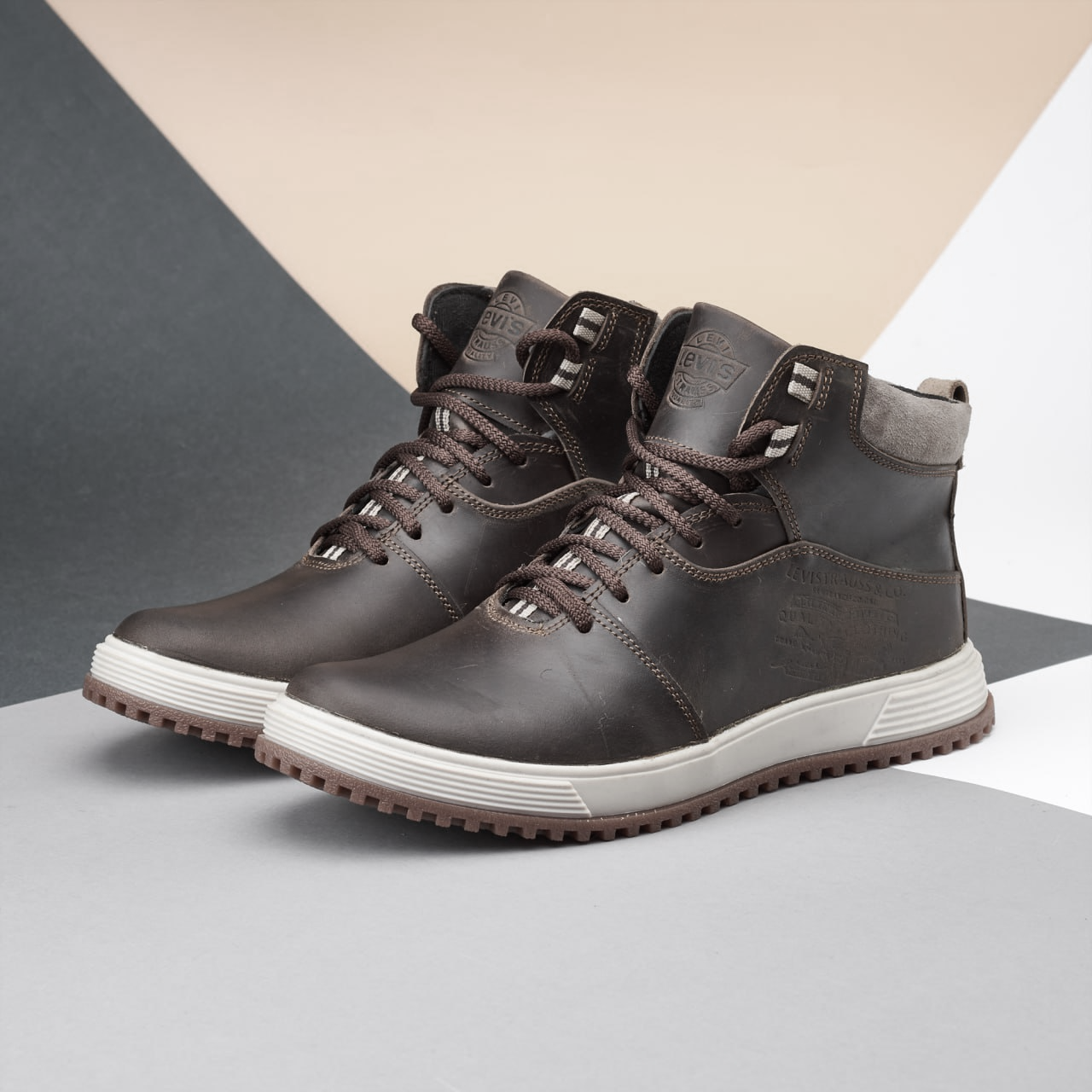 Зимові чоловічі шкіряні черевики, кроссівки коричневі утеплені з натуральної шкіри на хутрі на зиму для чоловіків, розмір 40-45, фото 1