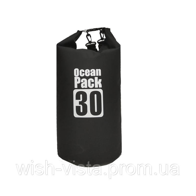 Водонепроникна сумка рюкзак гермомішок зі шлейкою на плече Ocean Pack 30 л Black (5535821530), фото 1