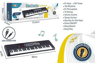Синтезатор Q 888 (16) 61 клавіш, 12 мелодії, 100 тонів, 100 ритмів, від батарейок та від мережі, у коробці