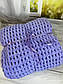 В'язаний плюшевий плед ручної роботи лавандовий, 90*90см, фото 2