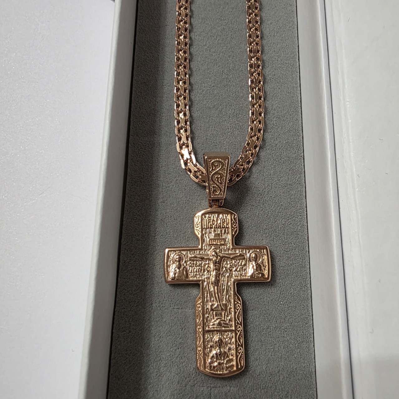 Срібний комплект в позолоті Хрестик і Ланцюжок  Бисмарк