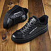 Зимові чоловічі шкіряні кеди, кросівки чорні утеплені з натуральної шкіри на хутрі на зиму для чоловіків, розмір 40-48, фото 3