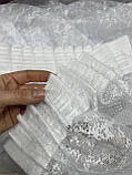 Тюль 1,50 х 3 м сніжок білий жакардовий з тасьмою, фото 2