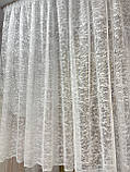 Тюль 1,50 х 3 м сніжок білий жакардовий з тасьмою, фото 3