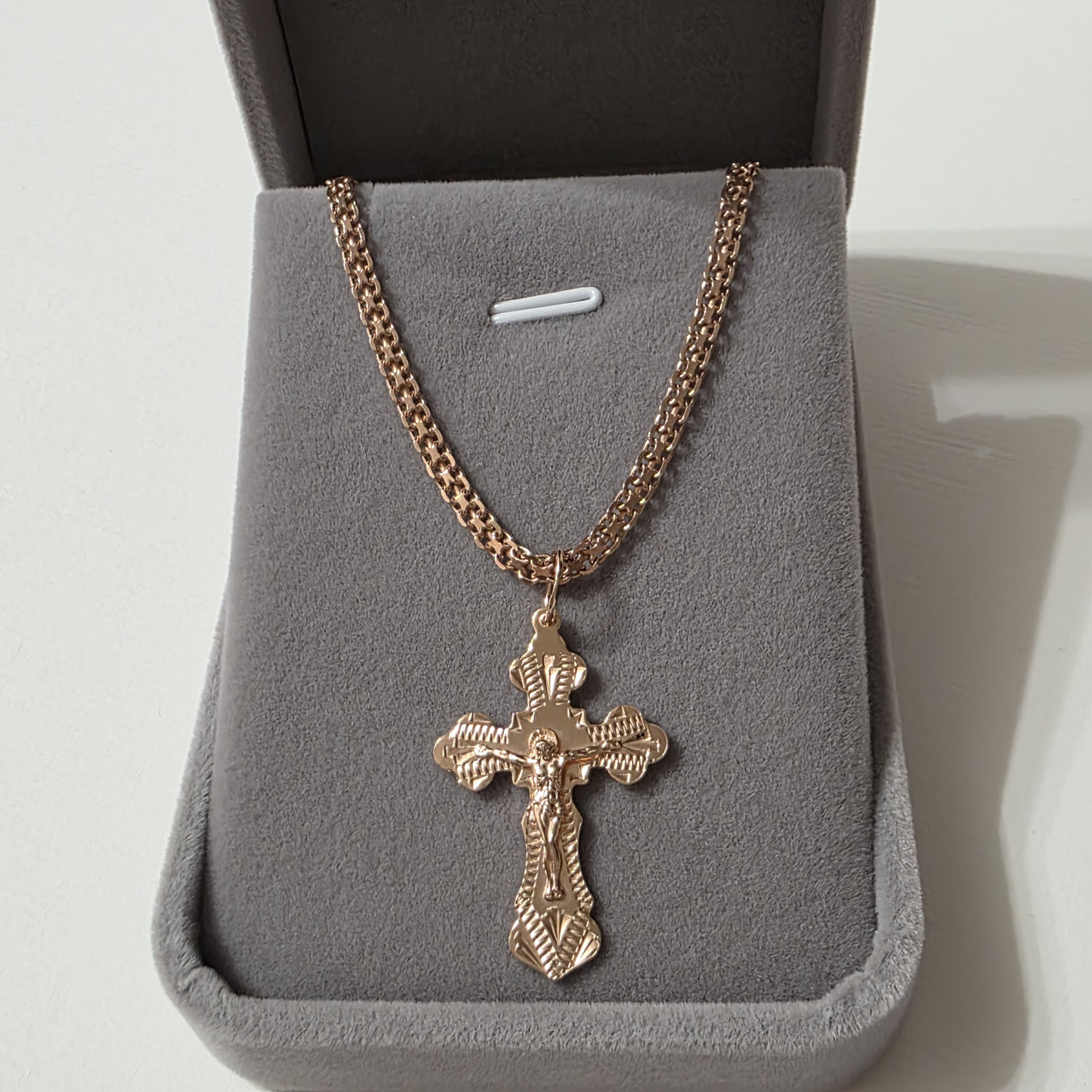 Срібний комплект в позолоті Хрестик і Ланцюжок Бисмарк