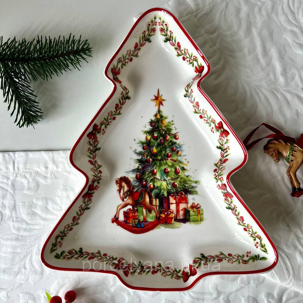 Блюдо порцелянове у формі ялинки "Різдвяна ялинка" 30.5см 498-320, фото 1