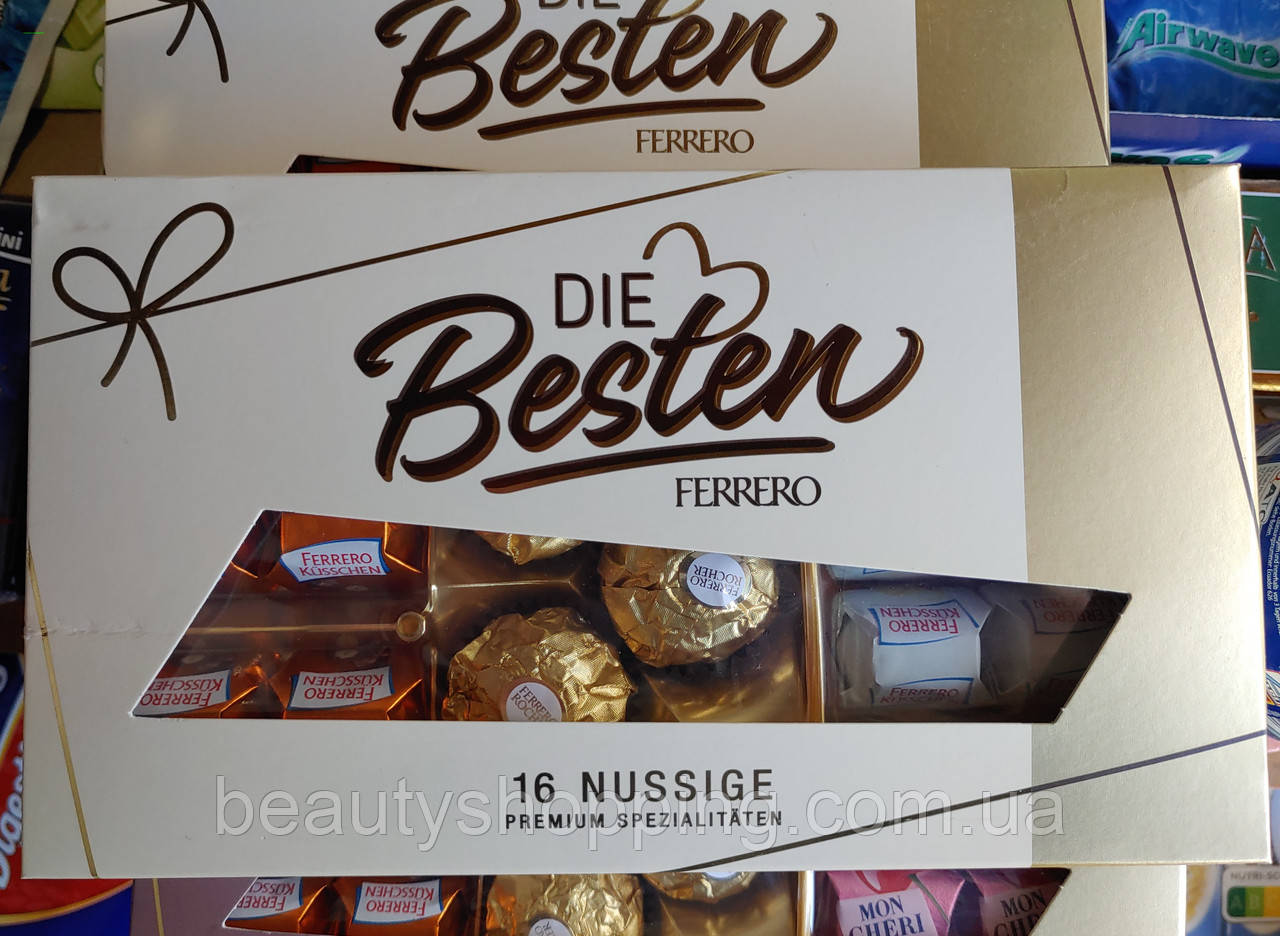 Шоколадні цукерки набір подарунковий 16 штук 155 г Die Besten Ferrero Rocher Німеччина