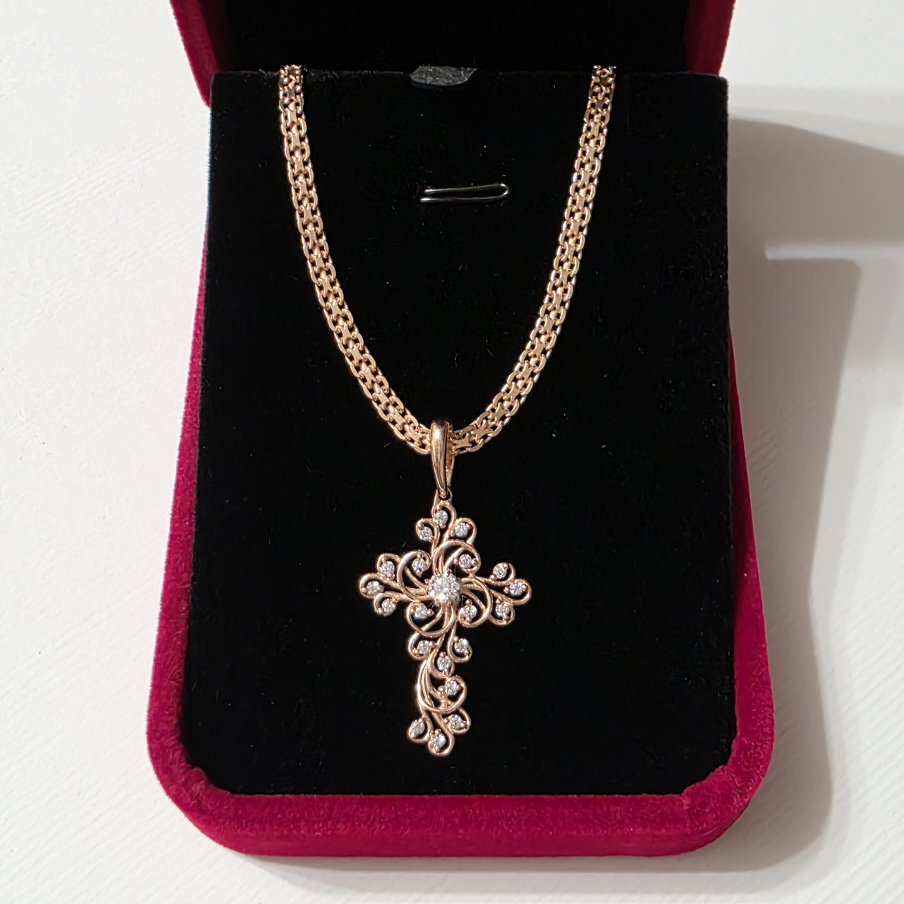 Срібний комплект в позолоті Хрестик і Ланцюжок Бисмарк