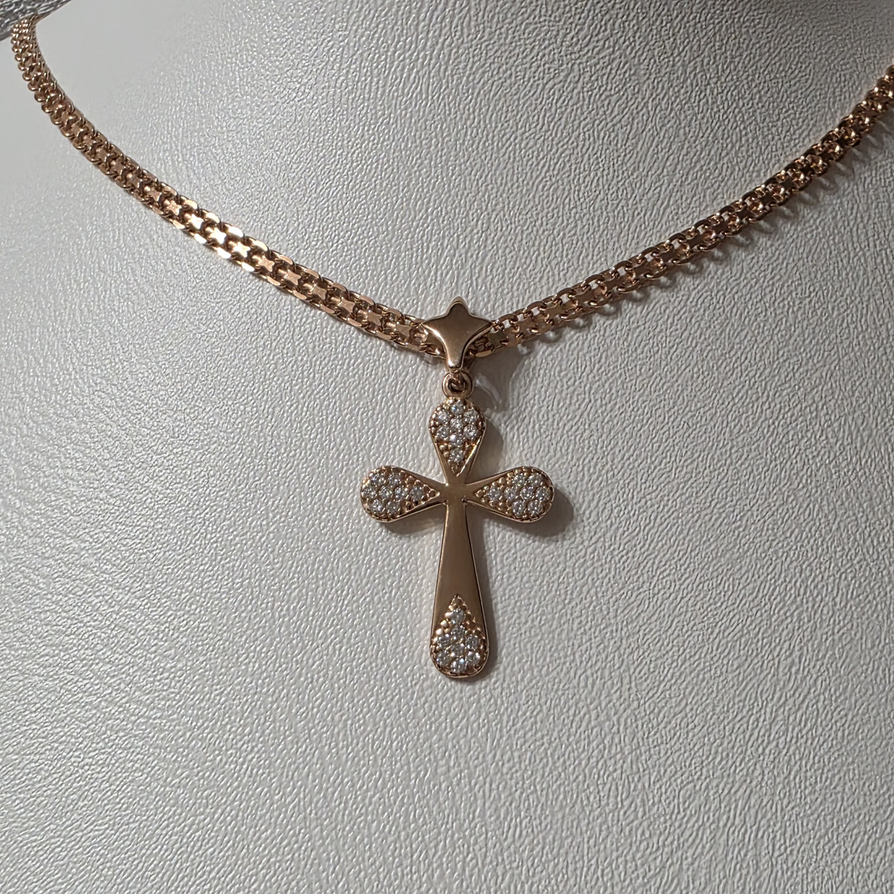 Срібний комплект в позолоті Хрестик і Ланцюжок  Бисмарк