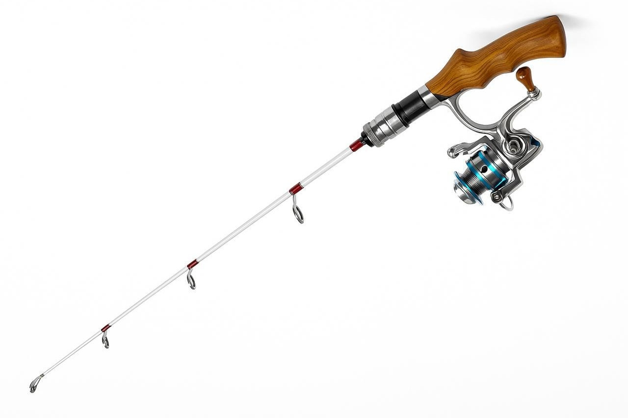 Вудка 60см + котушка(металева шпуля) для риболовлі з льоду або човна., фото 1