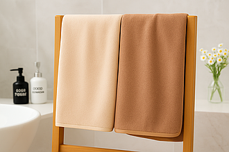 Рушник "Сауна" | Мікрофібра 90x170 см - 2шт світло-бежевий і коричневий