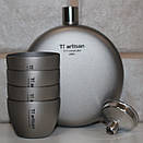 Фляга титанова для алкогольних міцних напоїв Tiartisan 180 мл з титановими чарками 4 шт по 40 мл лійка та чохол, фото 2