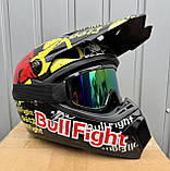 Дитячий мотошолом XS крос-ендуро Bull Fight з окулярами | Шолом для мото, квадроцикла, велосипеда, фото 3