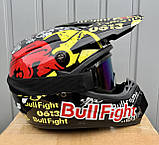 Дитячий мотошолом XS крос-ендуро Bull Fight з окулярами | Шолом для мото, квадроцикла, велосипеда, фото 4