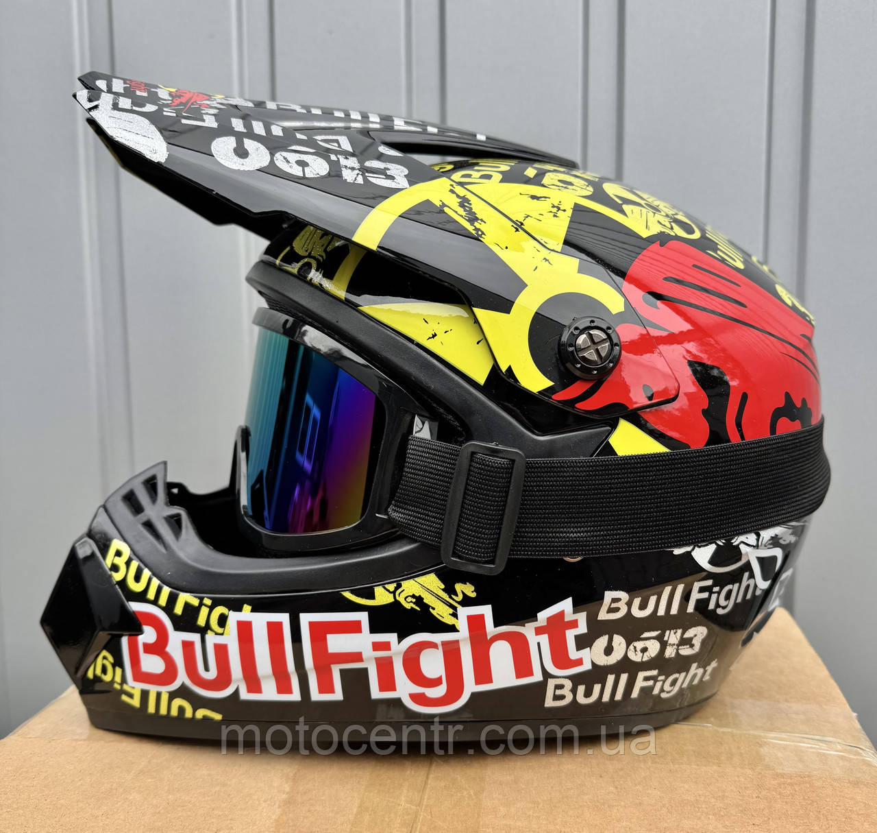 Дитячий мотошолом XS крос-ендуро Bull Fight з окулярами | Шолом для мото, квадроцикла, велосипеда, фото 1
