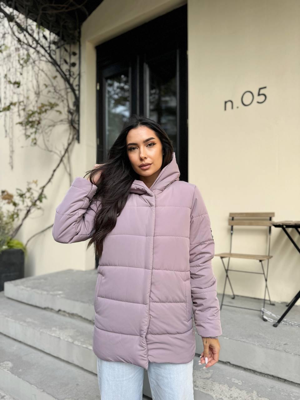 Зимова куртка на синтепоні дута на блискавці та кнопках, тепла зимова жіноча куртка, фото 1