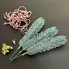 Гілка штучної литої ялинки (↔ 21 см) зелена    /штучна хвоя/