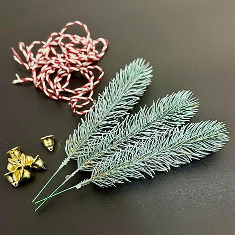 Гілка штучної литої ялинки (↔ 21 см) зелена /штучна хвоя/, фото 1