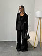 Жіночий костюм з піджаком та штанами Модель: 1511-2093 Кольори: чорний, шоколад, фото 3