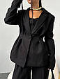 Жіночий костюм з піджаком та штанами Модель: 1511-2093 Кольори: чорний, шоколад, фото 2