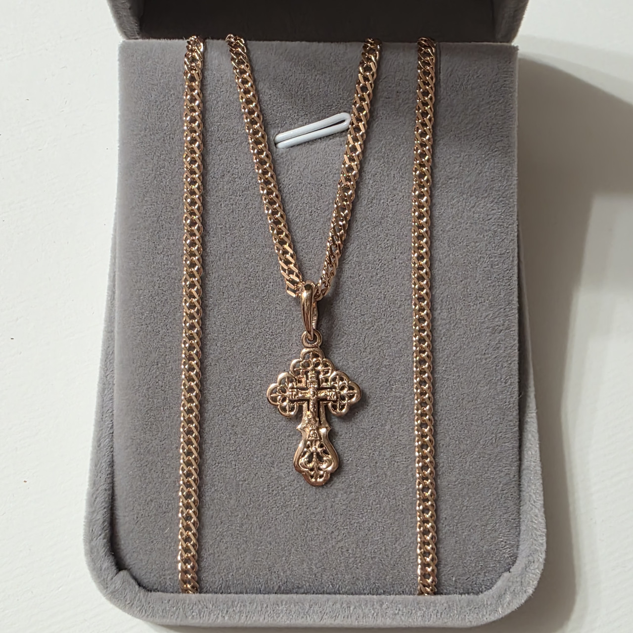 Срібний комплект в позолоті Хрестик і Ланцюжок Ромб