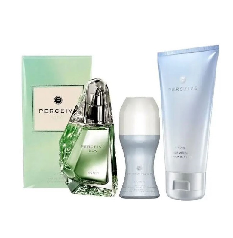 Подарунковий парфумерний набір Avon Perceive Dew для жінок 3 в 1, фото 1
