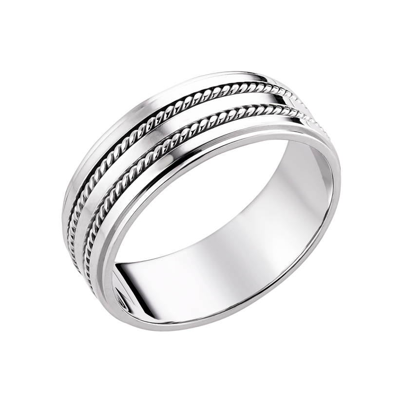 Срібна обручка широка із подвійним візурунком, фото 1