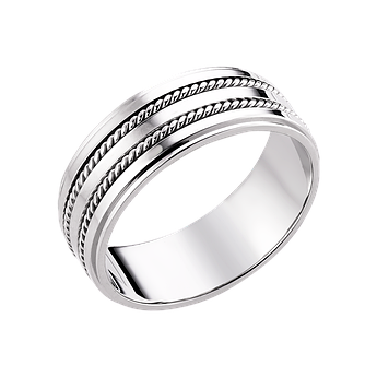 Срібна обручка широка із подвійним візурунком